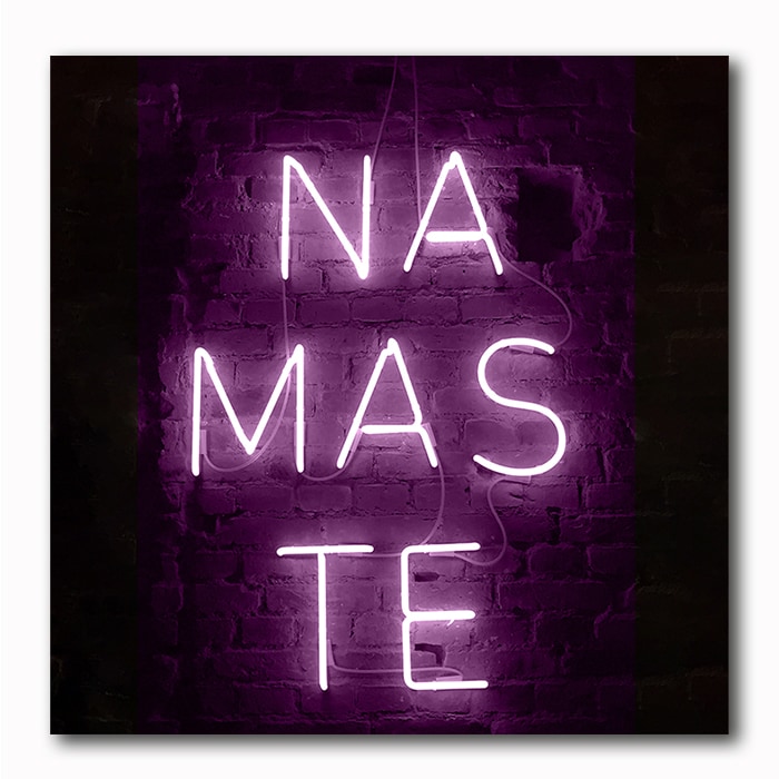 Namaste Neon Bild auf Holz