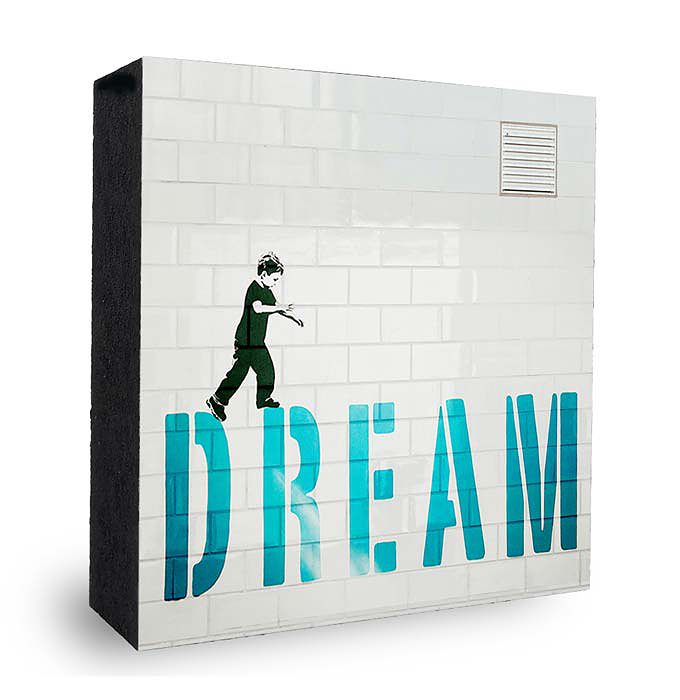 dream - Junge balanciert entlang seiner Traeume Graffiti
