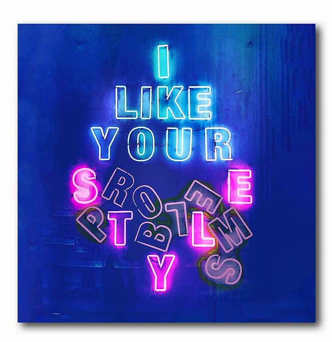 I like your - Style Problems - Neon Blau-Pink Bild auf Holz